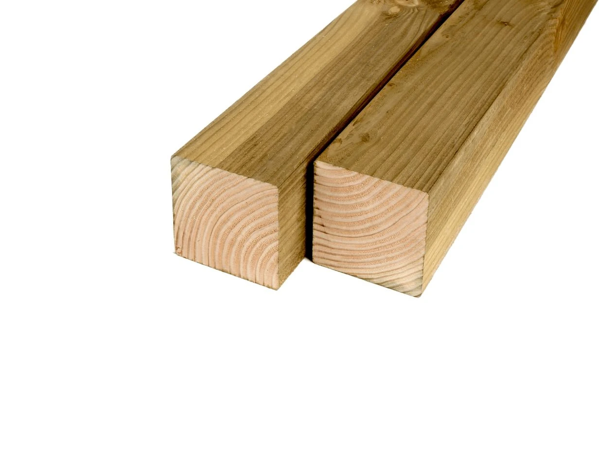 Douglas Paal 12 x 12 cm (120 x 120 mm) Geschaafd Geïmpregneerd - Lengte 400 cm - Afbeelding 1